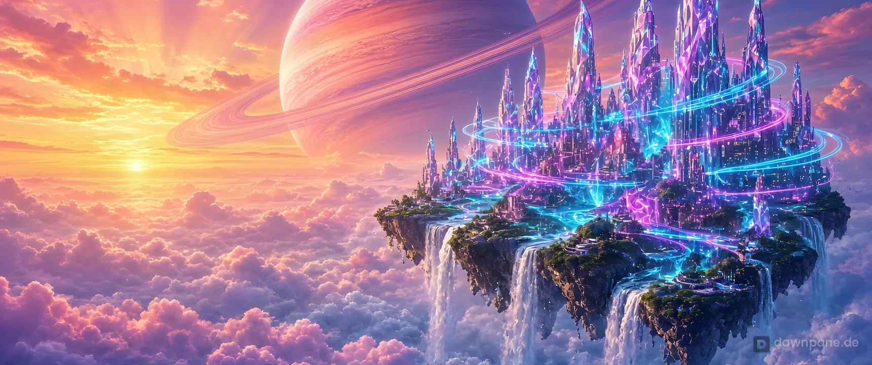 Floating Sky City fantasy wallpaper – Ultrawide 21:9 preview