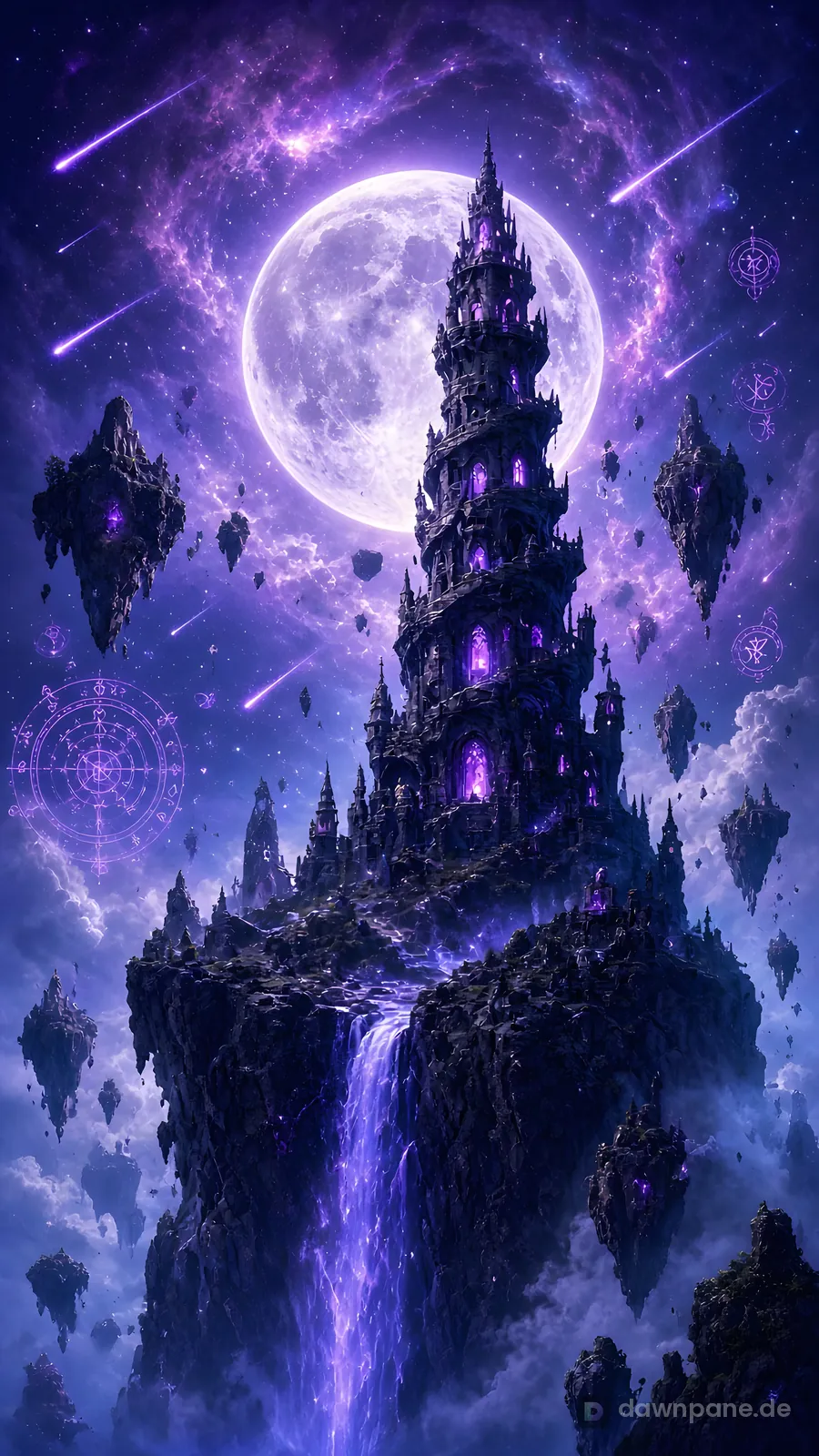 Moon Wizard Tower – fantasy phone wallpaper